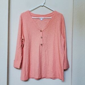 J. Jill Henley 3/4 Sleeve Blouse.  Size Large